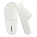 CUSHIONAIRE Feather EVA Slides for Women – Comfortable Slip On Womens Slippers, Indoor Outdoor Shower Shoes, Beach Essential Cloud Slides