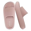 CUSHIONAIRE Feather EVA Slides for Women – Comfortable Slip On Womens Slippers, Indoor Outdoor Shower Shoes, Beach Essential Cloud Slides