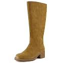 CUSHIONAIRE Sawyer Genuine Leather Tall Chunky Heel Womens Boots - Pull On Casual Knee High Boots for Women