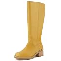 CUSHIONAIRE Sawyer Genuine Leather Tall Chunky Heel Womens Boots - Pull On Casual Knee High Boots for Women