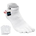 COOLMAX Running Toe Socks, Cushioned, Athletic Ankle White Men 7-10 Women 8-11