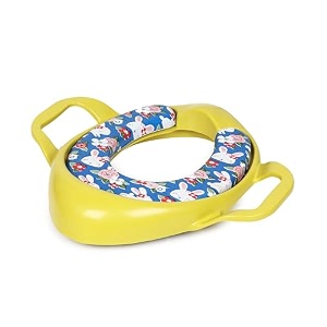 cushioned potty seat with easy grip handles and comfortable seat banana yellow