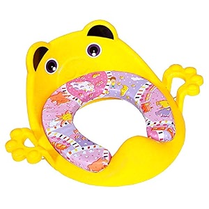 cushioned potty seat with easy grip handles and comfortable seat yellow