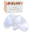 Cushy Silicone Breast Pump Flanges, Breast Shields - 21mm (2 Pack) - Replacement Pump Parts - IBCLC Recommended - Ideal for Elastic Nipples - Fits Medela, Lansinoh - Spectra, Motif Needs Adapter