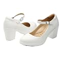 Cusolemore Mary Jane Heels with Arch Support, Closed Round Toe Chunky Pumps for Women, Comfortable Block Heel Dress Shoes