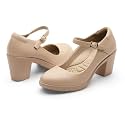 Cusolemore Mary Jane Heels with Arch Support, Closed Round Toe Chunky Pumps for Women, Comfortable Block Heel Dress Shoes