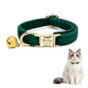Custom Cat Collar with Bells Personalized Small Cat Collar Engraved Name & Phone Number with Secure Metal Quick-Release Buckle Adjustable (Christmas Green)