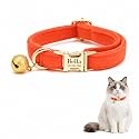 Custom Cat Collar with Bells Personalized Small Cat Collar Engraved Name & Phone Number with Secure Metal Quick-Release Buckle Adjustable (Coral)