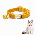 Custom Cat Collar with Bells Personalized Small Cat Collar Engraved Name & Phone Number with Secure Metal Quick-Release Buckle Adjustable (Corn Yellow)