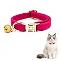 Custom Cat Collar with Bells Personalized Small Cat Collar Engraved Name & Phone Number with Secure Metal Quick-Release Buckle Adjustable (Magenta)