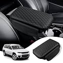 Custom for Center Console Cover Jeep Grand Cherokee L 2021-2025 2026/Jeep Grand Cherokee WL 2022-2026 Armrest Cover Accessories Leather Armrest Seat Box Cover Protector with Pockets Storage Bag