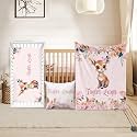 Custom Crib Bedding Set for Girls Gifts Deer Floral Design Color04