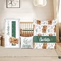 Custom Crib Bedding Set for Boys Gift Highland Cow Grassland Color23