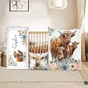 Custom Highland Cow Crib Bedding Set for Boys Girls Gifts Color26
