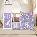 Custom Crib Bedding Set for Girls Gift Rainbow Magical Horse Color17