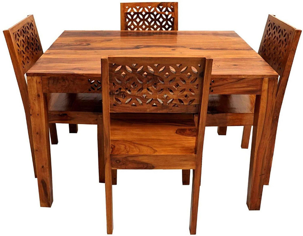 Custom Decor Sheesham Solid Wood 4 Seater Dining Table| Home & Office ...