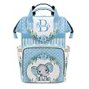 Custom Diaper Bag Backpack Name Gift Watercolor Floral Wreath Dot Elephant Cute Versatile Travel Bag: Large Capacity &amp; Multiple Compartments for Everyone