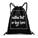 Custom Drawstring Bags with Logo Name Text Oxford Cloth Personalized Drawstring Backpack Waterpoof Customized Drawstring Pockets Cinch Sack for Gym, Outdoor, Indoor, Sports, 1 Pack