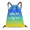 Custom Drawstring Bags with Logo Name Text Oxford Cloth Personalized Drawstring Backpack Waterpoof Customized Drawstring Pockets Cinch Sack for Gym, Outdoor, Indoor, Sports, 1 Pack