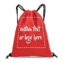 Custom Drawstring Bags with Logo Name Text Oxford Cloth Personalized Drawstring Backpack Waterpoof Customized Drawstring Pockets Cinch Sack for Gym, Outdoor, Indoor, Sports, 1 Pack