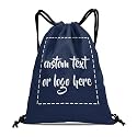 Custom Drawstring Bags with Logo Name Text Oxford Cloth Personalized Drawstring Backpack Waterpoof Customized Drawstring Pockets Cinch Sack for Gym, Outdoor, Indoor, Sports, 1 Pack