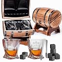 Custom Engraved Name Premium Whiskey Glass Gift Set, Wood Barrel