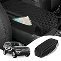 Custom Fit for Center Console Cover 2011-2021 Jeep Grand Cherokee Armrest Cover Center Console Pad Interior Accessories Car Armrest Seat Box Cover Protector with Pockets Storage Bag
