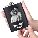Custom Flask for Men, Photo Text Engraved 8oz Hip Flask