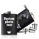 Custom Flask for Men, Photo Text Engraved 8oz Hip Flask