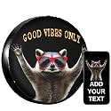 Custom Funny Raccoon Spare Tire Cover Personalized Universal Wheel Cover Add Text Waterproof Tire Protector with Adjustable Buckle Strap for Wrangler Trailer RV SUV All Vehicle 14" 15" 16" 17"