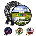 Custom Golf Ball Markers with Magnetic Hat Clip - Personalized Ball Marker Hat Clip with 1" Diameter Ball Marker Customized with Your Photo Logo Text Name