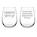 Custom Grandpa's Sippy Cup - Stemless Wine Glass Gift for Grandfathers - Fun Birthday Glasses - Large - Parent - Customized Glasses