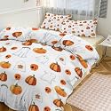 Custom Halloween Pumpkin Ghost Orange Skull Duvet Cover with Name, Spooky Bat Cute Personalized Bedding Set Trick Or Treat Customized Duvet Cover Set Witch Hat Spider Webs Comforter Cover Set 3 Piece