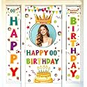 Custom Happy Birthday Banner, Personalized Birthday Banner, Happy Birthday Background Customize for Men Women Kids with Picture/Name/Age Decorations Indoor Outdoor (Style 3)