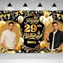 Custom Happy Birthday Banner, Personalized Birthday Banner, Happy Birthday Background Customize for Men Women Kids with Picture/Name/Age Decorations Indoor Outdoor (Style 5)