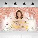 Custom Happy Birthday Banner, Personalized Birthday Banner, Happy Birthday Background Customize for Men Women Kids with Picture/Name/Age Decorations Indoor Outdoor (Style 9)