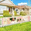 Custom Happy Birthday Banner, Personalized Birthday Banner, Happy Birthday Background Customize for Men Women Kids with Picture/Name/Age Decorations Indoor Outdoor (Style 12)