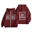 Custom Jackets Design Your Own Full Zipper Hooded Sweatshirt Custom Sweatshirt T Shirts Add Your Own Text or Picture