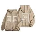 Custom Jackets Design Your Own Full Zipper Hooded Sweatshirt Custom Sweatshirt T Shirts Add Your Own Text or Picture