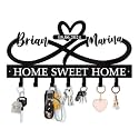 Custom Key Holder for Wall with Couple's Name | Personalized Metal Infinity Heart Key Rack Wall Mount | Key Organizer Rack with Hooks | Love Shape Housewarming Gifts | Wall Metal Decor for Entryway