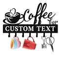 Custom Key Holder for Wall | Personalized Metal Coffee Key Holder Wall Mounted | Hanging Key Rack with Hooks | Key Organizer for Wall Mount | Home Wall Metal Decor for Kitchen, Coffee Bar, Office