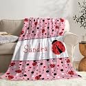 Custom Lady-Bug Blanket Gifts for Girls Boys, Super Soft Personalized Lady-Bug Blanket Decor Stuff, Lightweight Microfiber Cozy Plush Throw for Couch BedXL 120"x90" for Family