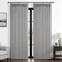 Custom Light Grey Blackout Dining Room Curtains 78 Inches Long 2 Panels Set, Memory Trained Pinch Pleated Double Layer Linen Thermal Noise Reducing Drapes Farmhouse Energy Efficient Windows Curtain