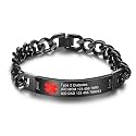 Custom Medical Alert Bracelet, Engraved Stainless Steel ID Bracelets for Men Women, Emergency Awareness Medic ID Bracelet for Autism Allergy Diabetic Epilepsy,Available in 7.5 Inch, 8.5 Inch, 9.8 Inch