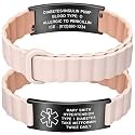 Custom Medical Alert Bracelets for Women Men, Engraved Medical ID Tag with Adjustable Waterproof Silicone Band, Personalized Emergency Bracelet for Diabetes, Allergies &amp; Health Conditions