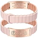 Custom Medical Alert Bracelets for Women Men, Engraved Medical ID Tag with Adjustable Waterproof Silicone Band, Personalized Emergency Bracelet for Diabetes, Allergies &amp; Health Conditions