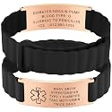 Custom Medical Alert Bracelets for Women Men, Engraved Medical ID Tag with Adjustable Waterproof Silicone Band, Personalized Emergency Bracelet for Diabetes, Allergies &amp; Health Conditions