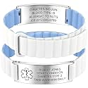 Custom Medical Alert Bracelets for Women Men, Engraved Medical ID Tag with Adjustable Waterproof Silicone Band, Personalized Emergency Bracelet for Diabetes, Allergies &amp; Health Conditions