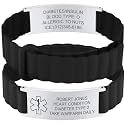 Custom Medical Alert Bracelets for Women Men, Engraved Medical ID Tag with Adjustable Waterproof Silicone Band, Personalized Emergency Bracelet for Diabetes, Allergies & Health Conditions