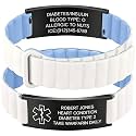 Custom Medical Alert Bracelets for Women Men, Engraved Medical ID Tag with Adjustable Waterproof Silicone Band, Personalized Emergency Bracelet for Diabetes, Allergies &amp; Health Conditions